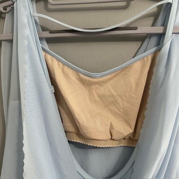 Balera Sz Medium Maxi Dress Double Cowl Stretch Mesh Overlay Dance lyrical - Picture 7 of 10